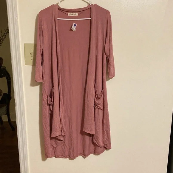 New Lovely Souls size M women’s Pink Open Front Cardigan - Picture 1 of 5